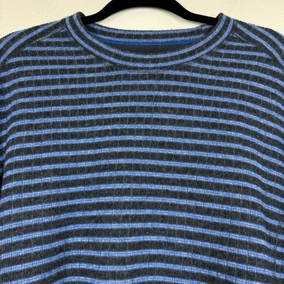 Prana Men’s Owen Crewneck Sweater Pure Blue Stripe Wool Blend Outdoor Cozy XL - Picture 2 of 8